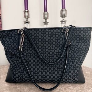COACH Madison Needlepoint Black Tote Bag